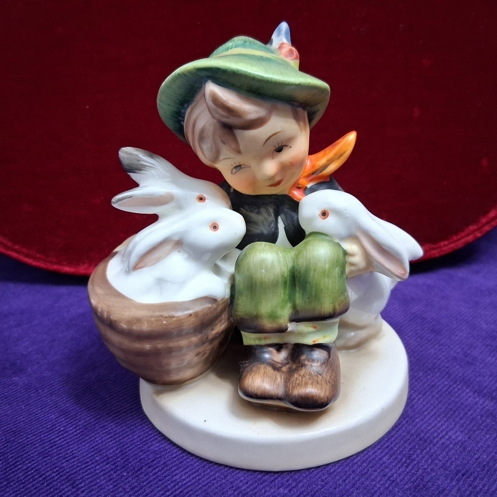 Figurine Boy With Rabbits Bunnies Napco Goebel Style PALS SH1C 4"